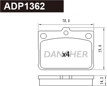 Danaher ADP1362 - Тормозные колодки, дисковые, комплект autosila-amz.com