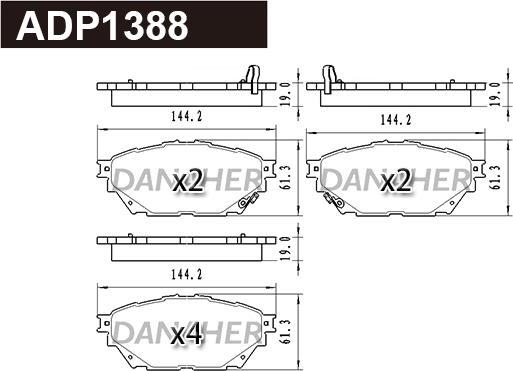 Danaher ADP1388 - Тормозные колодки, дисковые, комплект autosila-amz.com