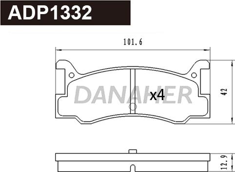 Danaher ADP1332 - Тормозные колодки, дисковые, комплект autosila-amz.com