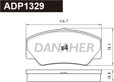 Danaher ADP1329 - Тормозные колодки, дисковые, комплект autosila-amz.com