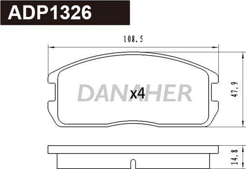 Danaher ADP1326 - Тормозные колодки, дисковые, комплект autosila-amz.com