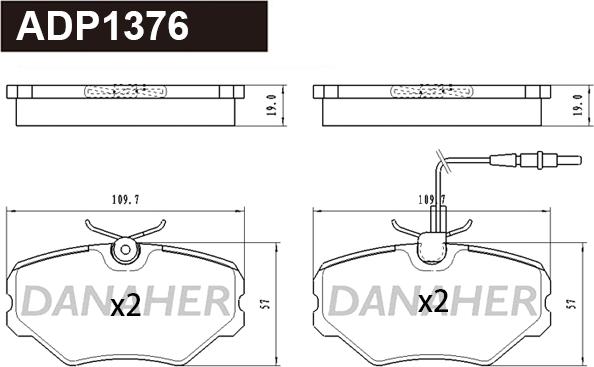 Danaher ADP1376 - Тормозные колодки, дисковые, комплект autosila-amz.com