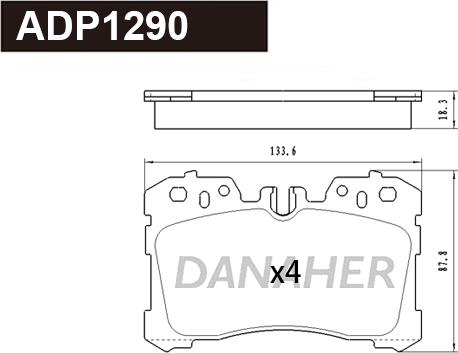 Danaher ADP1290 - Тормозные колодки, дисковые, комплект autosila-amz.com