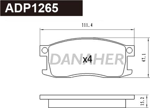 Danaher ADP1265 - Тормозные колодки, дисковые, комплект autosila-amz.com