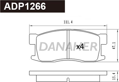 Danaher ADP1266 - Тормозные колодки, дисковые, комплект autosila-amz.com