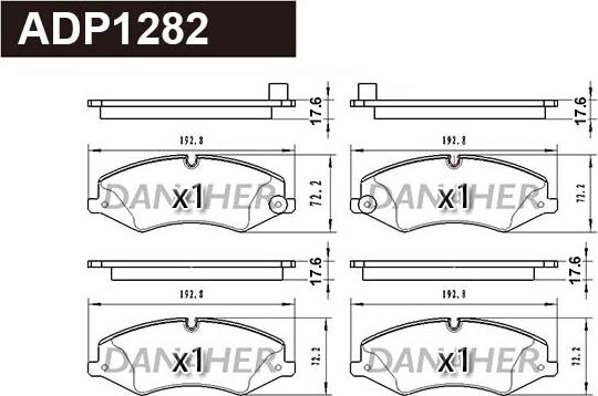 Danaher ADP1282 - Тормозные колодки, дисковые, комплект autosila-amz.com