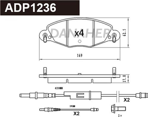 Danaher ADP1236 - Тормозные колодки, дисковые, комплект autosila-amz.com