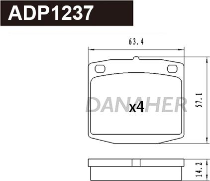 Danaher ADP1237 - Тормозные колодки, дисковые, комплект autosila-amz.com