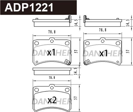 Danaher ADP1221 - Тормозные колодки, дисковые, комплект autosila-amz.com