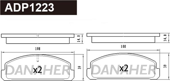 Danaher ADP1223 - Тормозные колодки, дисковые, комплект autosila-amz.com