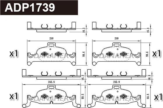 Danaher ADP1739 - Тормозные колодки, дисковые, комплект autosila-amz.com