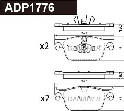 Danaher ADP1776 - Тормозные колодки, дисковые, комплект autosila-amz.com