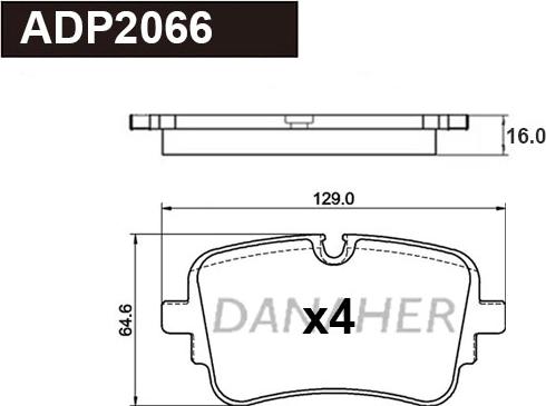 Danaher ADP2066 - Тормозные колодки, дисковые, комплект autosila-amz.com