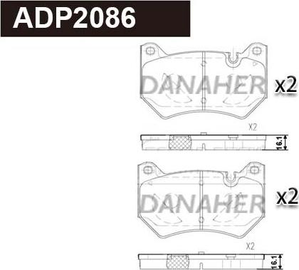 Danaher ADP2086 - Тормозные колодки, дисковые, комплект autosila-amz.com