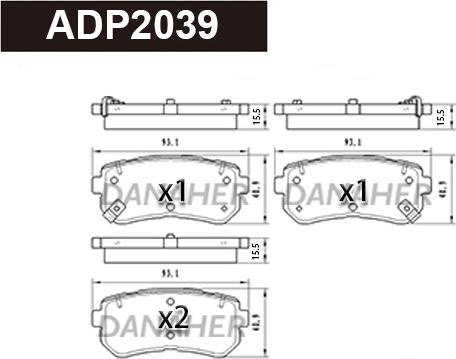 Danaher ADP2039 - Тормозные колодки, дисковые, комплект autosila-amz.com