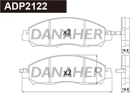 Danaher ADP2122 - Тормозные колодки, дисковые, комплект autosila-amz.com