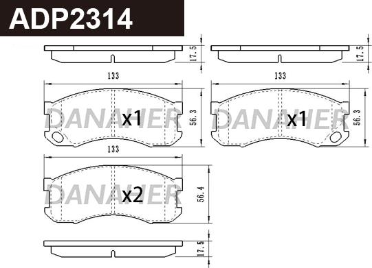 Danaher ADP2314 - Тормозные колодки, дисковые, комплект autosila-amz.com