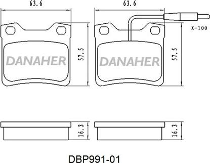 Danaher DBP991-01 - Тормозные колодки, дисковые, комплект autosila-amz.com