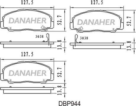 Danaher DBP944 - Тормозные колодки, дисковые, комплект autosila-amz.com