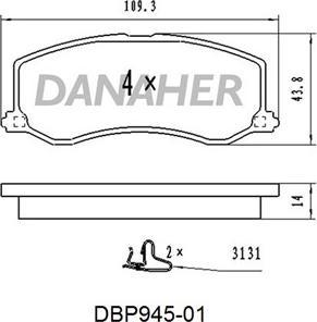 Danaher DBP945-01 - Тормозные колодки, дисковые, комплект autosila-amz.com