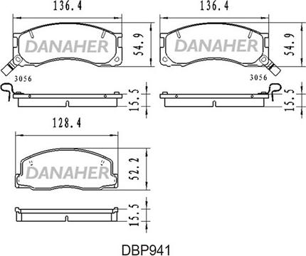 Danaher DBP941 - Тормозные колодки, дисковые, комплект autosila-amz.com