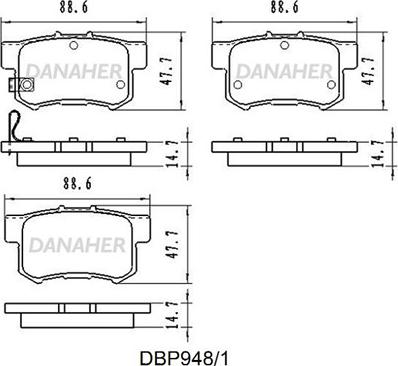 Danaher DBP948/1 - Тормозные колодки, дисковые, комплект autosila-amz.com