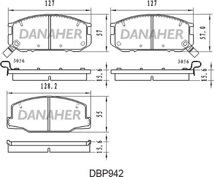 Danaher DBP942 - Тормозные колодки, дисковые, комплект autosila-amz.com
