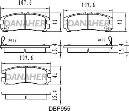 Danaher DBP955 - Тормозные колодки, дисковые, комплект autosila-amz.com