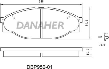 Danaher DBP950-01 - Тормозные колодки, дисковые, комплект autosila-amz.com