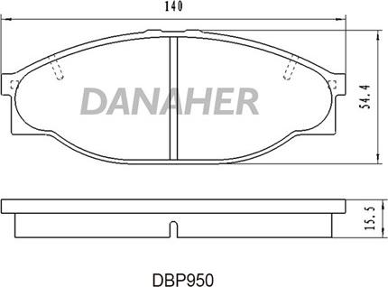 Danaher DBP950 - Тормозные колодки, дисковые, комплект autosila-amz.com