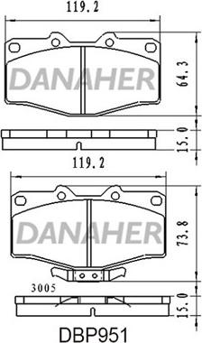Danaher DBP951 - Тормозные колодки, дисковые, комплект autosila-amz.com