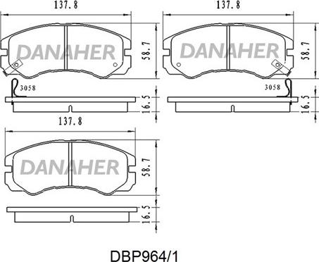 Danaher DBP964/1 - Тормозные колодки, дисковые, комплект autosila-amz.com