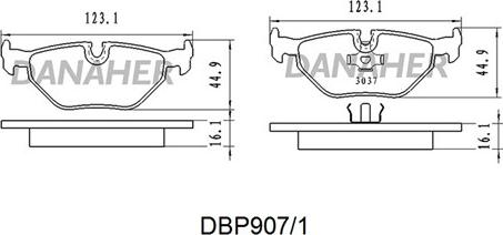Danaher DBP907/1 - Тормозные колодки, дисковые, комплект autosila-amz.com