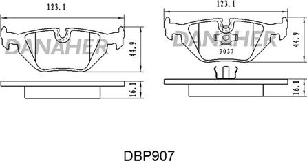 Danaher DBP907 - Тормозные колодки, дисковые, комплект autosila-amz.com