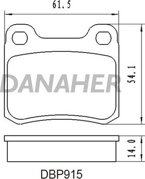 Danaher DBP915 - Тормозные колодки, дисковые, комплект autosila-amz.com