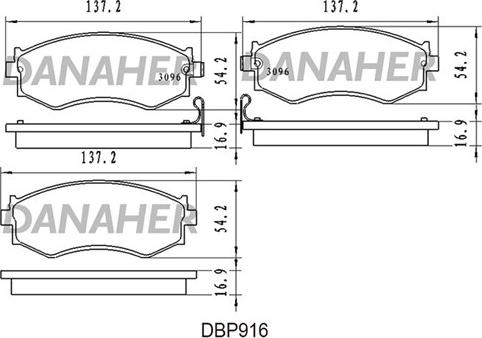 Danaher DBP916 - Тормозные колодки, дисковые, комплект autosila-amz.com