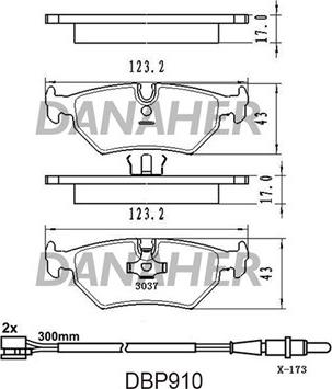 Danaher DBP910 - Тормозные колодки, дисковые, комплект autosila-amz.com