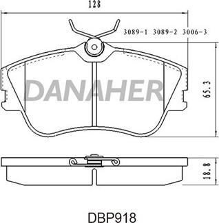 Danaher DBP918 - Тормозные колодки, дисковые, комплект autosila-amz.com