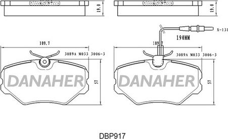 Danaher DBP917 - Тормозные колодки, дисковые, комплект autosila-amz.com
