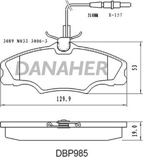 Danaher DBP985 - Тормозные колодки, дисковые, комплект autosila-amz.com