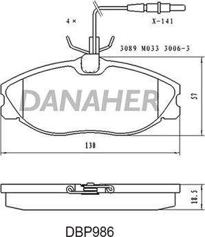 Danaher DBP986 - Тормозные колодки, дисковые, комплект autosila-amz.com