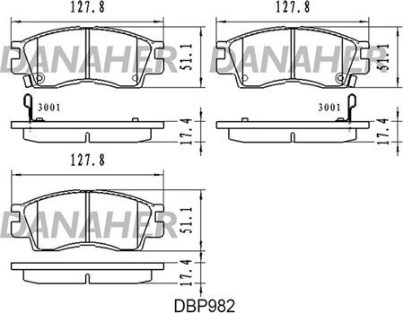 Danaher DBP982 - Тормозные колодки, дисковые, комплект autosila-amz.com