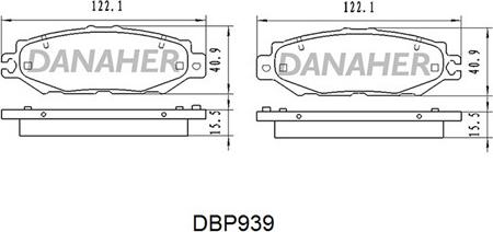 Danaher DBP939 - Тормозные колодки, дисковые, комплект autosila-amz.com