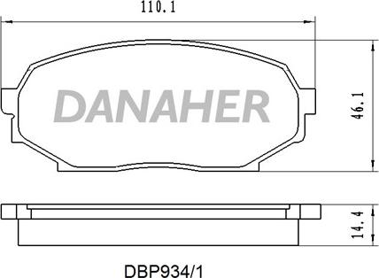 Danaher DBP934/1 - Тормозные колодки, дисковые, комплект autosila-amz.com