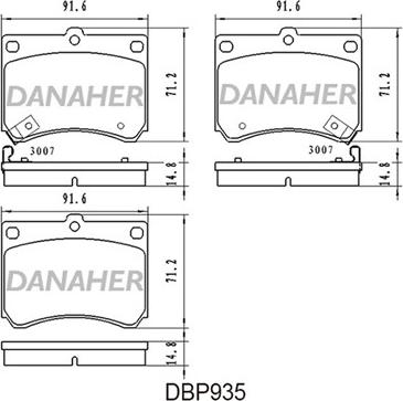 Danaher DBP935 - Тормозные колодки, дисковые, комплект autosila-amz.com