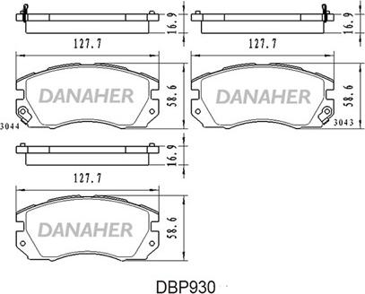 Danaher DBP930 - Тормозные колодки, дисковые, комплект autosila-amz.com