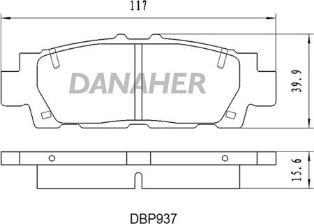 Danaher DBP937 - Тормозные колодки, дисковые, комплект autosila-amz.com