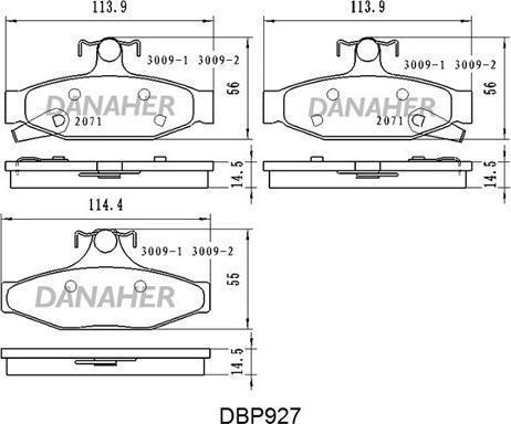 Danaher DBP927 - Тормозные колодки, дисковые, комплект autosila-amz.com
