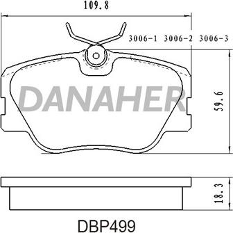 Danaher DBP499 - Тормозные колодки, дисковые, комплект autosila-amz.com