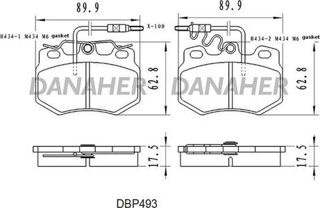 Danaher DBP493 - Тормозные колодки, дисковые, комплект autosila-amz.com